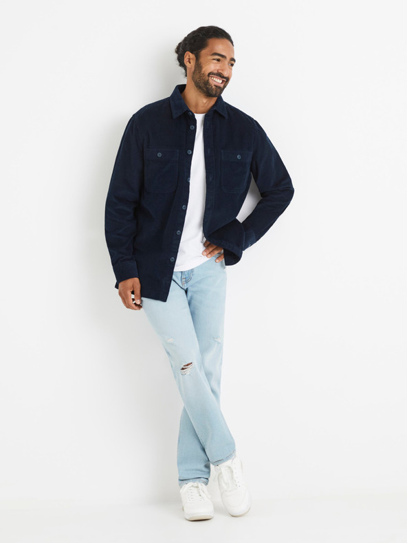 Celio Hellblaue Herrenjeans in gerader Passform mit Ripseffekt Celio Vomarble