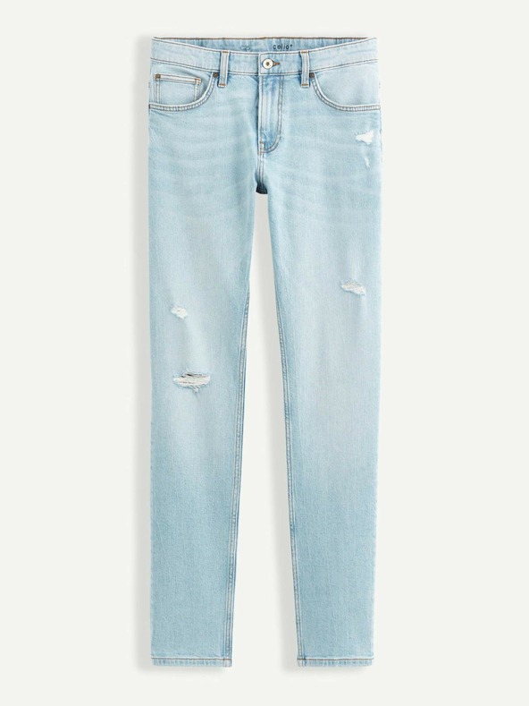 Celio Hellblaue Herrenjeans in gerader Passform mit Ripseffekt Celio Vomarble