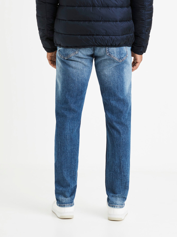 Celio Blaue Straight Fit Herrenjeans mit Rippeffekt Celio Vomarble