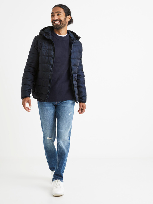 Celio Blaue Straight Fit Herrenjeans mit Rippeffekt Celio Vomarble