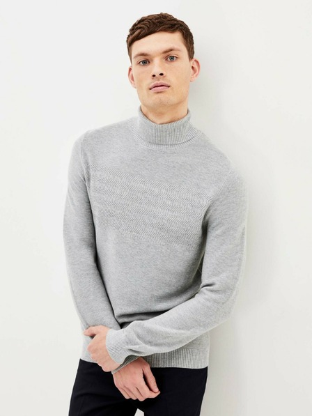Celio Hellgrauer Herren-Rollkragenpullover Celio Pewave