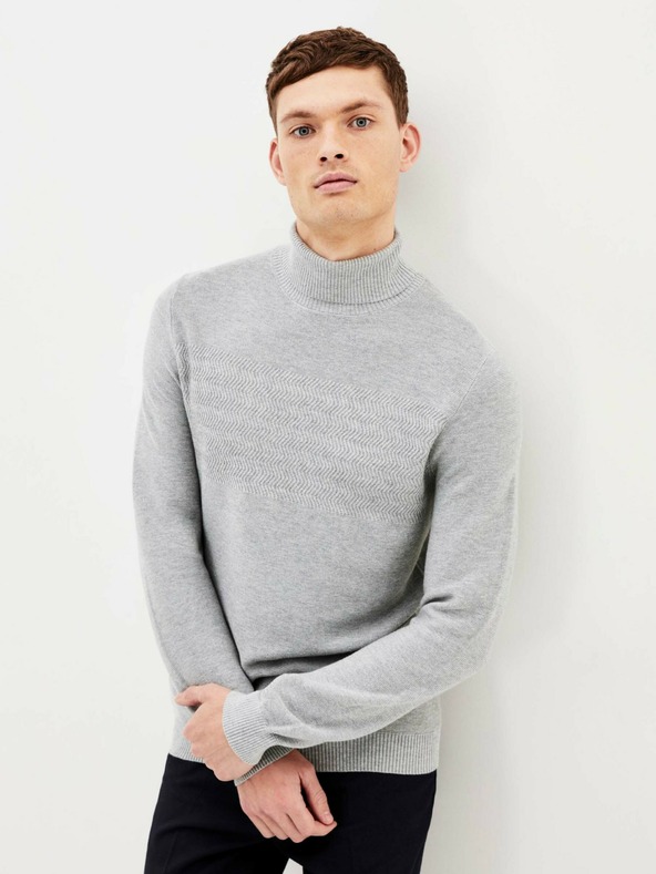 Celio Hellgrauer Herren-Rollkragenpullover Celio Pewave