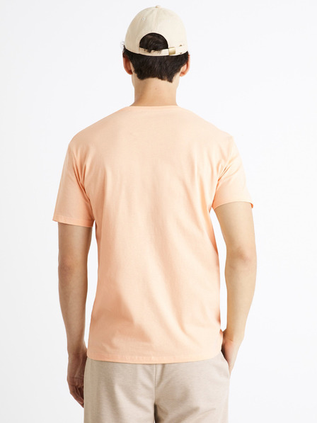 Celio Hellorangefarbenes Baumwoll-T-Shirt Celio Cecarto Sunshine