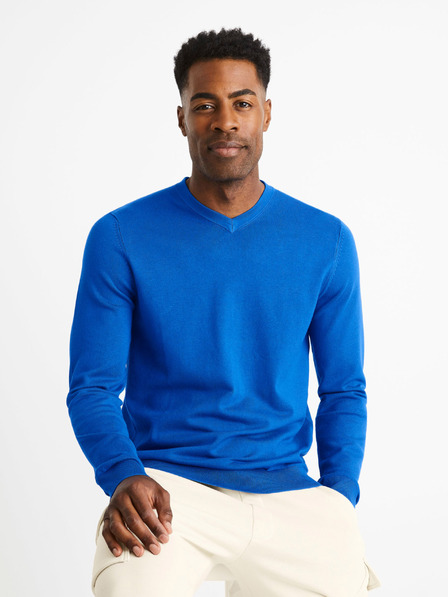 Celio Blauer einfarbiger Pullover Celio Befirstv