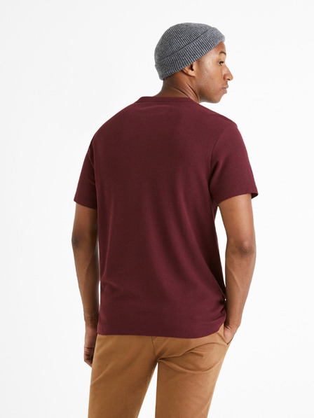Celio Burgunderfarbenes Kurzarmhemd Celio Cegabble