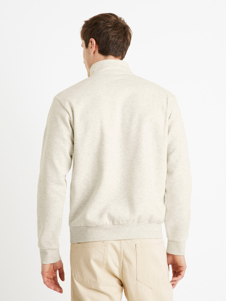 Celio Beigefarbener Pullover mit Stehkragen Celio Cechinzip
