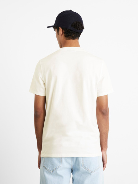 Celio Gelbes und weißes Celio Berkeley Universitäts-T-Shirt für Herren
