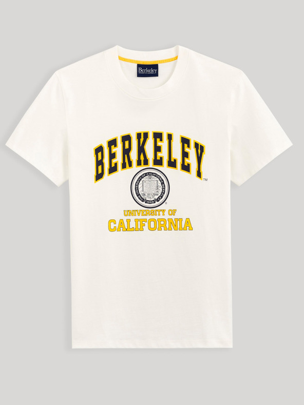 Celio Gelbes und weißes Celio Berkeley Universitäts-T-Shirt für Herren