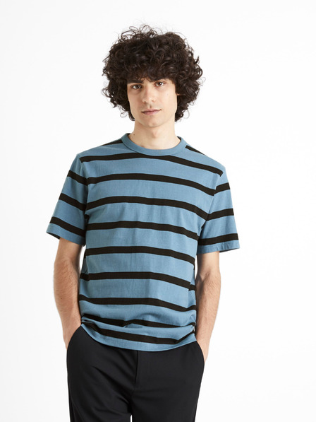 Celio Blau gestreiftes T-Shirt Celio Beboxar