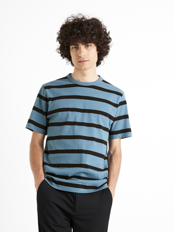 Celio Blau gestreiftes T-Shirt Celio Beboxar