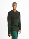 Celio Dunkelgrüner Herrenpullover Celio Ceriblock