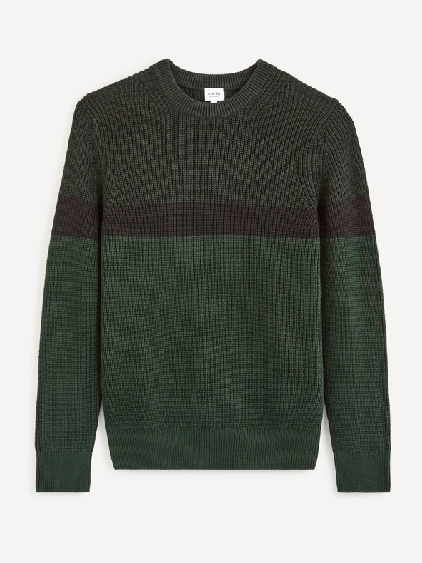 Celio Dunkelgrüner Herrenpullover Celio Ceriblock
