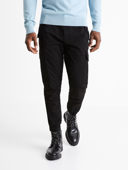 Celio Schwarze Herrenhose mit Taschen Celio