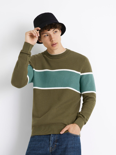 Celio Khaki Herren Pullover gestreift Celio