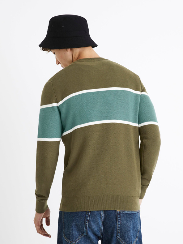 Celio Khaki Herren Pullover gestreift Celio