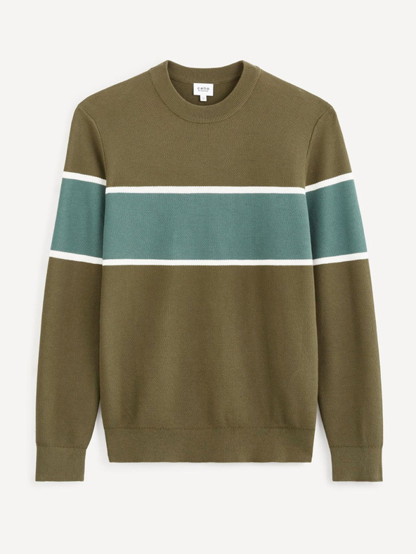Celio Khaki Herren Pullover gestreift Celio
