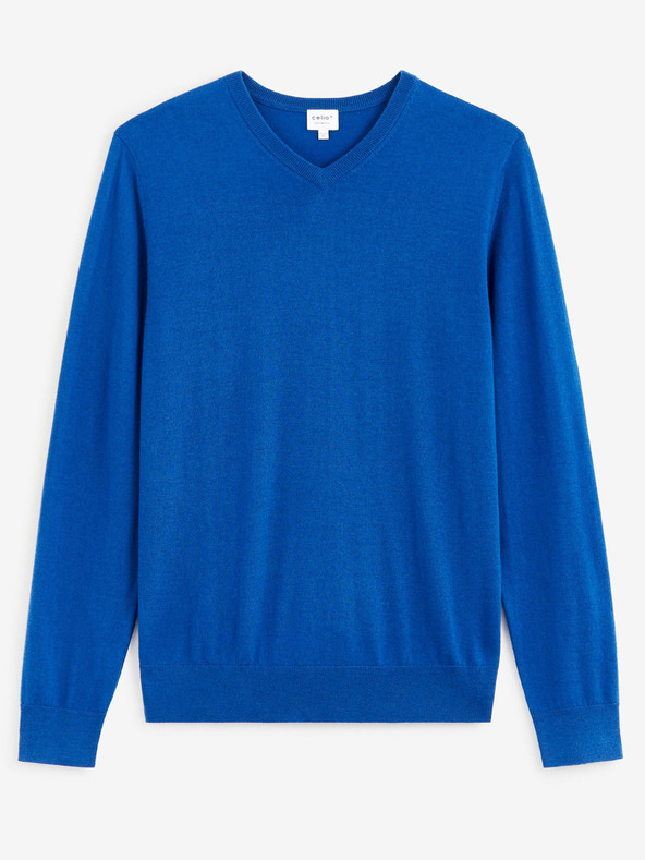 Celio Blauer Herrenpullover aus Merinowolle Celio Semeriv