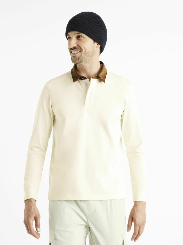 Celio Cremefarbenes Herren-Poloshirt Celio Ceroy