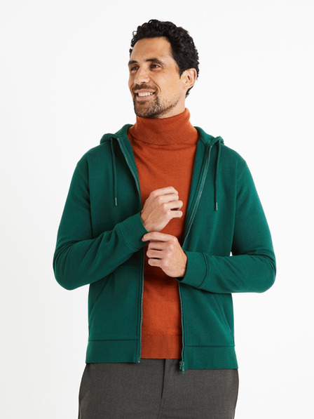 Celio Dunkelgrünes Herren Celio Vethree Zip-up Sweatshirt