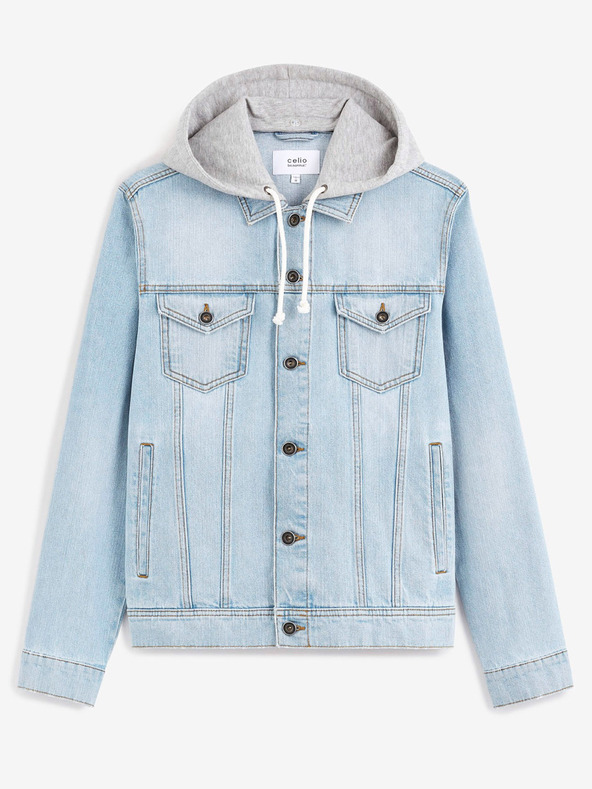 Celio Hellblaue Herren-Jeansjacke Celio Cudenshood