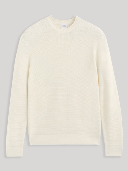 Celio Cremefarbener Celio Cewaffle Pullover für Herren