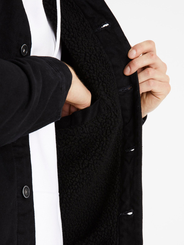 Celio Schwarze Herren-Jeansjacke mit Pelzmantel Celio Cudensherp