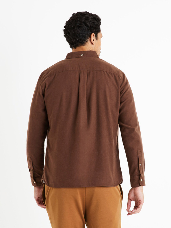 Celio Braunes Herren Flanellhemd Celio Caoflacko