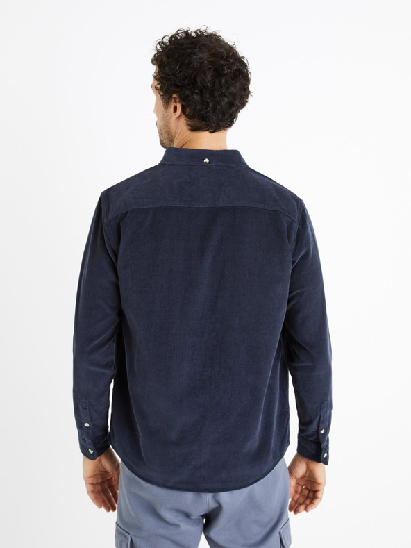 Celio Dunkelblaues Herren-Cordhemd Celio Carduroys