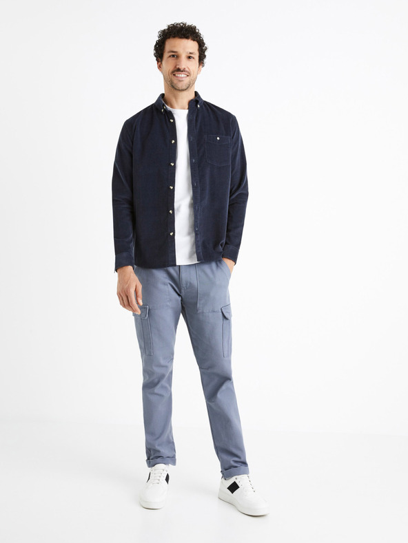 Celio Dunkelblaues Herren-Cordhemd Celio Carduroys