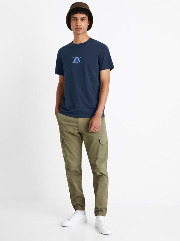 Celio Dunkelblau Herren T-Shirt mit Rückendruck Celio Hunter & Hunter