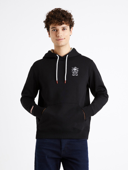 Celio Schwarzes Herren-Sweatshirt Bedrucktes Celio Monopoly