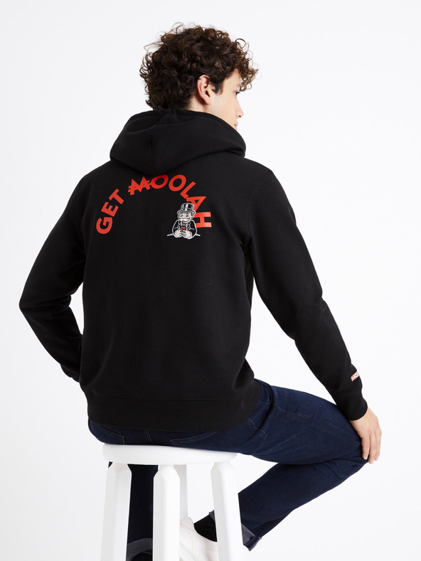 Celio Schwarzes Herren-Sweatshirt Bedrucktes Celio Monopoly