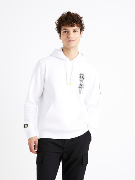 Celio Weißes Herren-Sweatshirt Bedruckter Rücken Celio Assassination Klassenzimmer