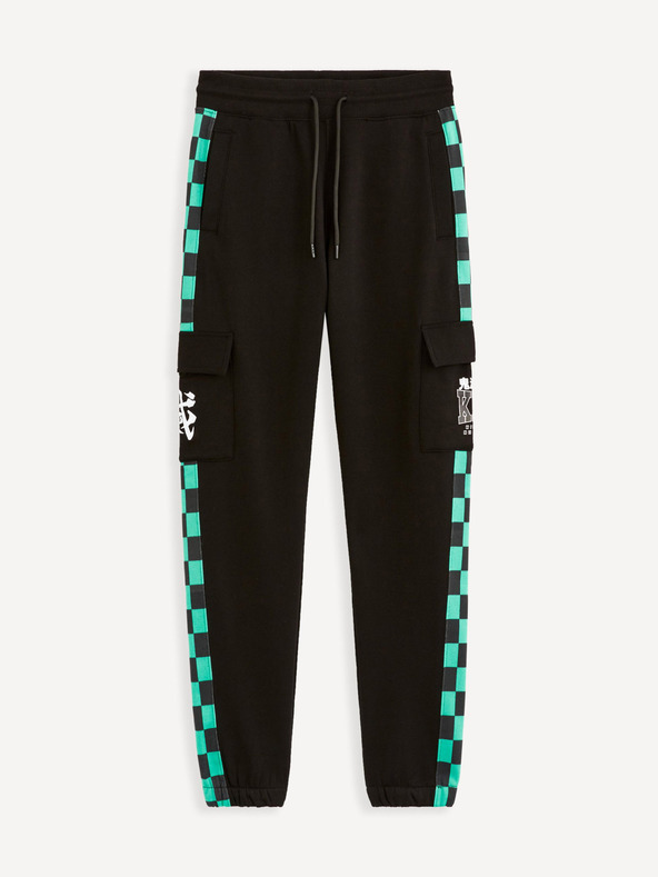 Celio Türkisfarbene und schwarze Herren Celio Demon Slayer Jogginghose
