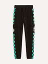 Celio Türkisfarbene und schwarze Herren Celio Demon Slayer Jogginghose