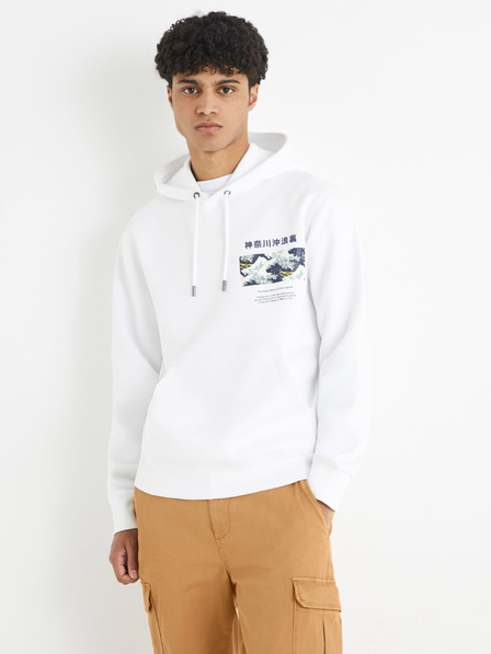 Celio Weißer Celio Hokusai Kapuzenpullover