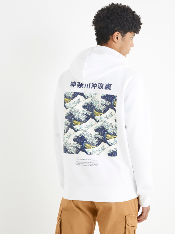 Celio Weißer Celio Hokusai Kapuzenpullover
