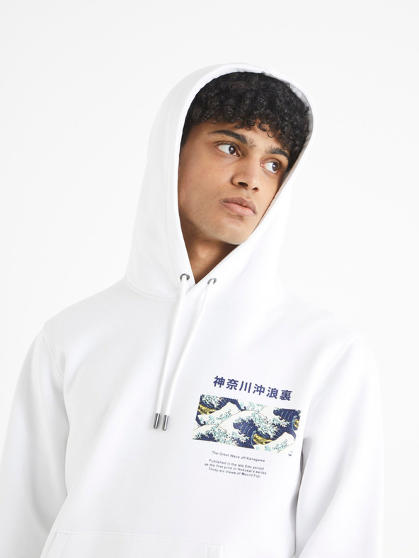 Celio Weißer Celio Hokusai Kapuzenpullover