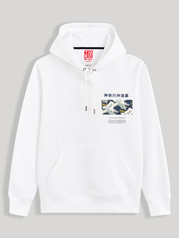 Celio Weißer Celio Hokusai Kapuzenpullover