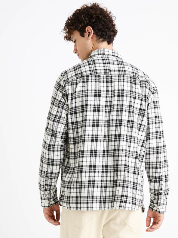 Celio Celio Canewto Schwarz kariertes Flanellhemd