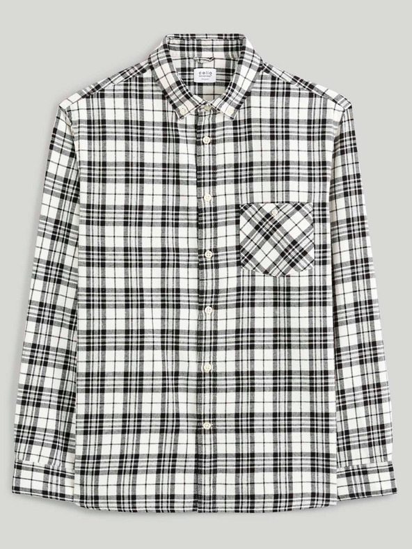 Celio Celio Canewto Schwarz kariertes Flanellhemd