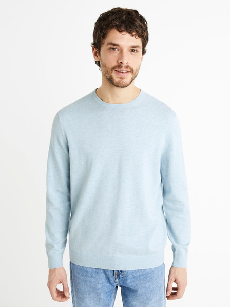 Celio Hellblauer Herren-Baumwoll-Basic-Pullover Celio Decoton