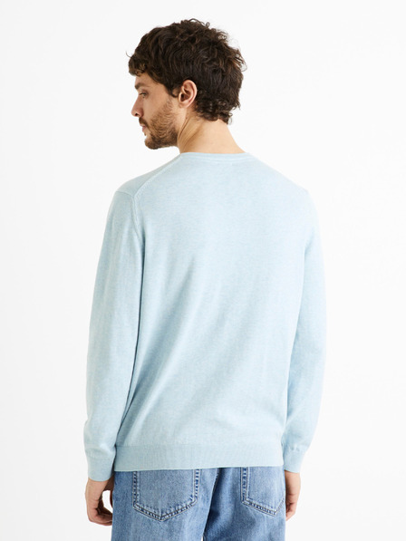 Celio Hellblauer Herren-Baumwoll-Basic-Pullover Celio Decoton