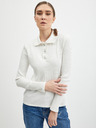 Orsay Weißes geripptes Damen Poloshirt ORSAY