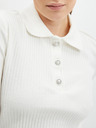 Orsay Weißes geripptes Damen Poloshirt ORSAY