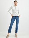 Orsay Weißes geripptes Damen Poloshirt ORSAY
