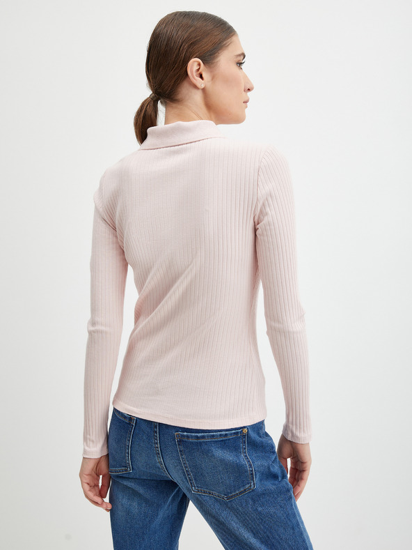 Orsay Apricotfarbenes geripptes Damen Poloshirt ORSAY