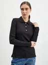 Orsay Schwarzes geripptes Damen Poloshirt ORSAY
