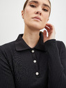 Orsay Schwarzes geripptes Damen Poloshirt ORSAY