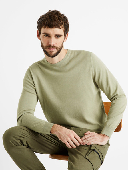 Celio Hellgrüner Herren Basic Pullover Celio Decoton